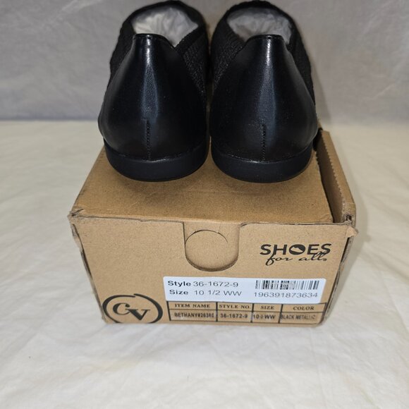 Comfortview Bethany Slip On Flats, Women's Size 10.5 WW in Metallic Black, NIB - Picture 4 of 6